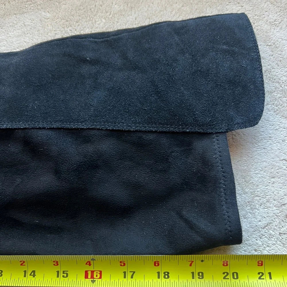 Karl Lagerfeld Paris Skylar Women 14 M Black Suede Knee‎ High Boots Minimalist